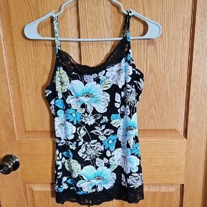 Floral Lace Trim Camisole Top